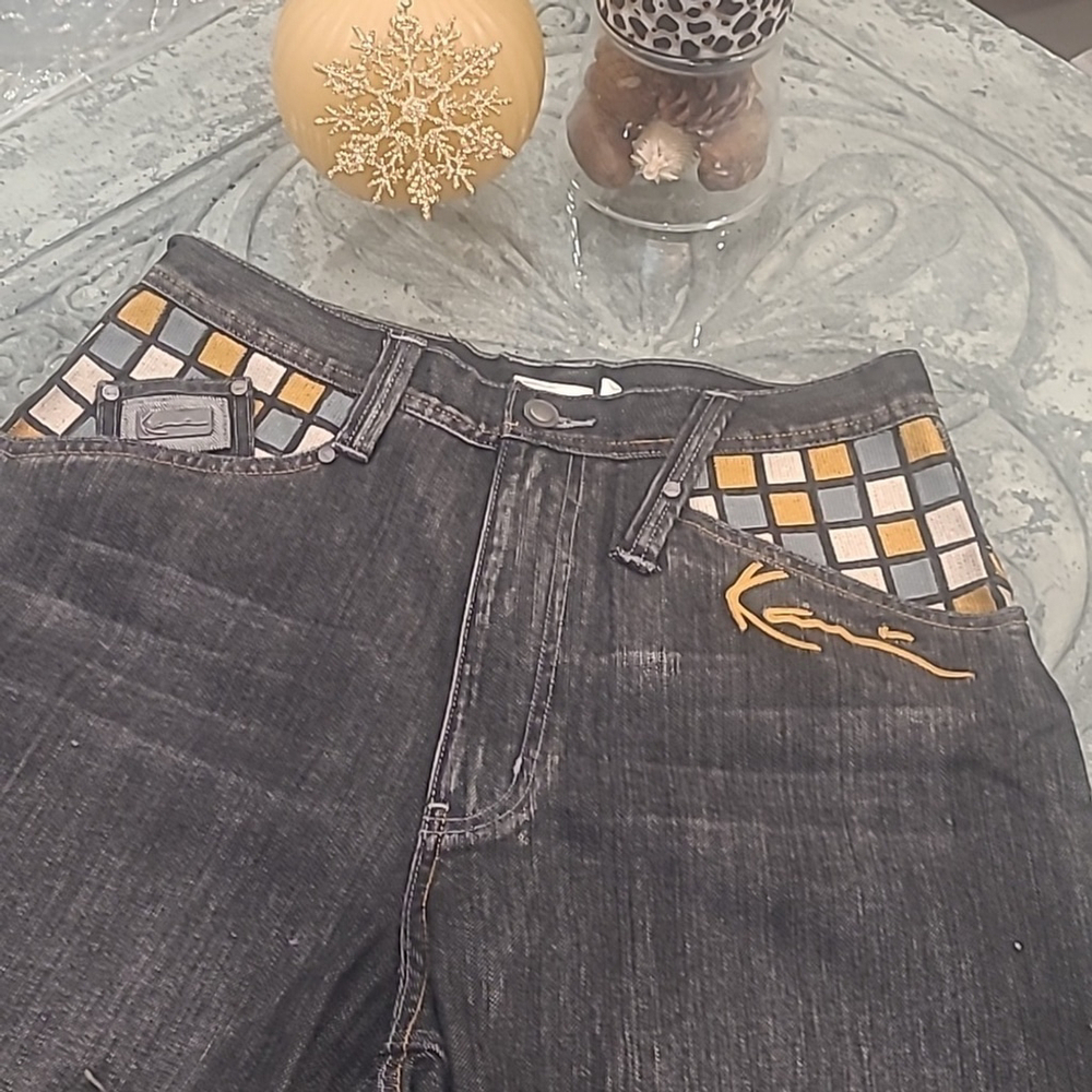 KARL KANI MEN'S VINTAGE 90' RETRO BAGGY WIDE LEG JEANS 32 34